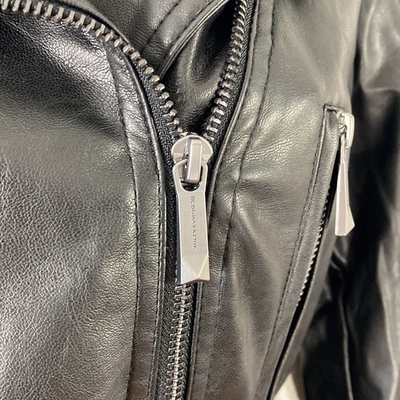 BCBGMaxazria Kinsley Black Vegan Leather Balloon Sleeve Belted Moto Jacket XS - Picture 6 of 16